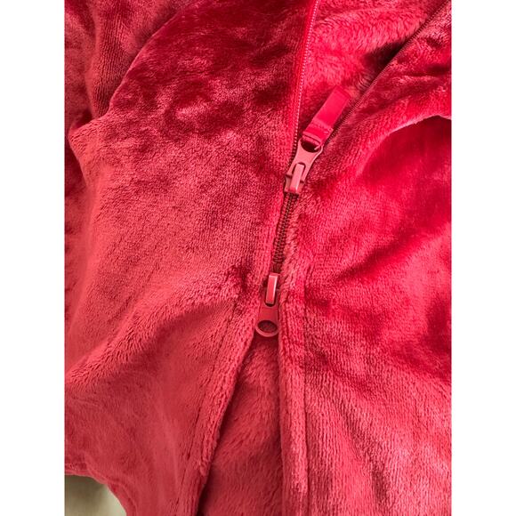 Charter Club Women's Long Plush Zip-Front Robe, Color-Red, M 2-way zipper - Picture 2 of 3